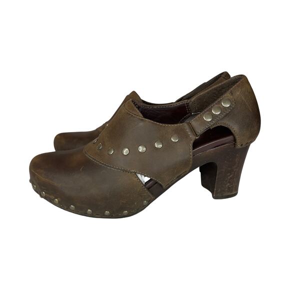 Dansko Becca Brown Leather Studded Heeled Clogs Women’s 40 US 9.5–10 Shoes - Picture 8 of 11